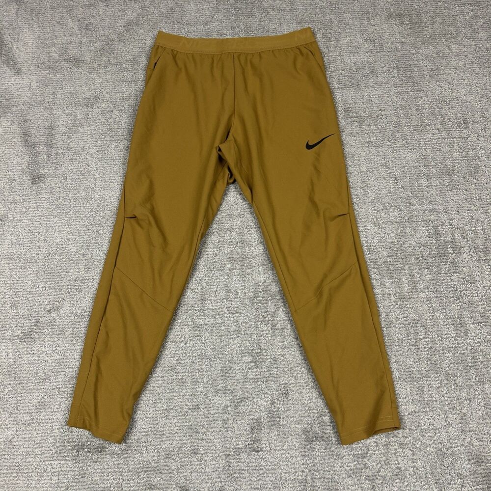 Nike Pro Flex Vent Max Training Pants Mens Medium Mustard Gold Dri-Fit Athletic